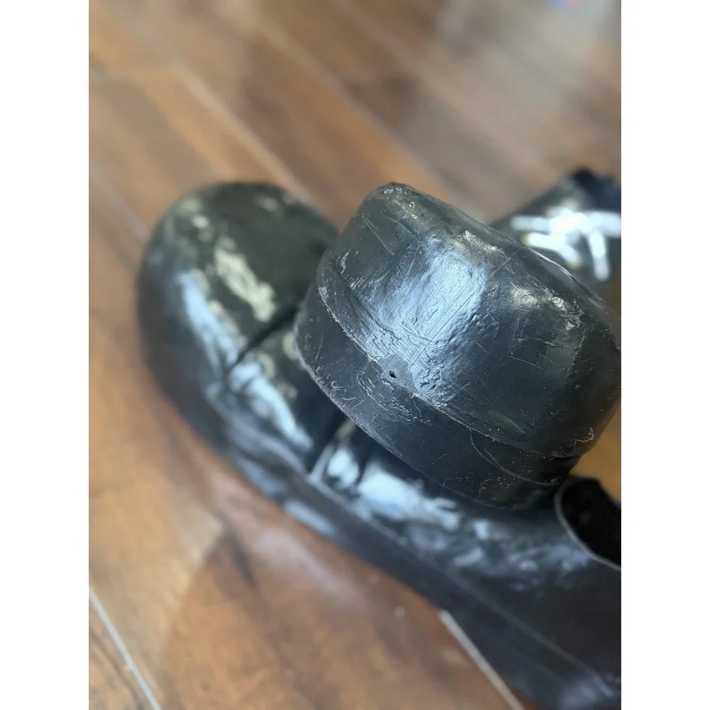 Vintage Clown Giant Oversized Shoes Adult Black Plastic Pierre Style Unmarked
